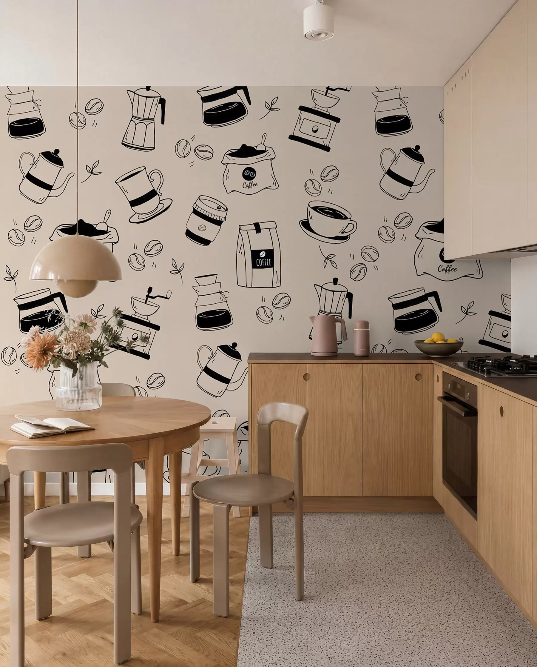 wall murals Детаљи о кафи на светлој позадини w02002