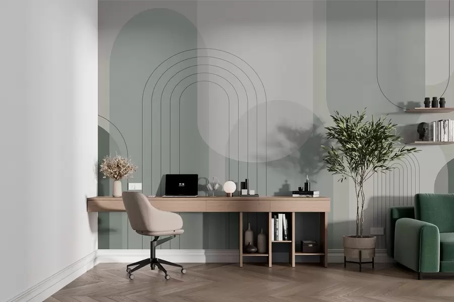 wall murals Минималистичка и бохо геометрија у зеленим тоновима w01920