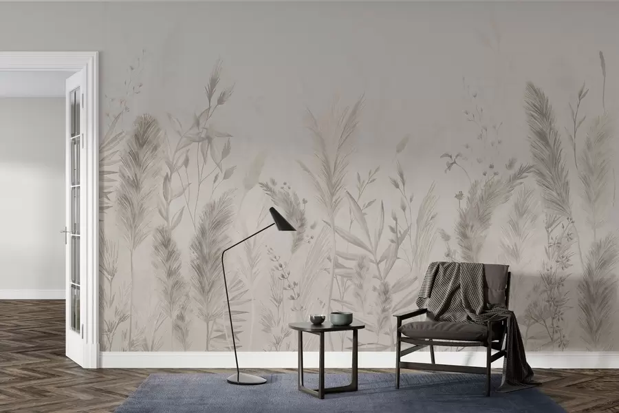 wall murals Високе пољске траве и цвеће у пастелним бојама w02004v1
