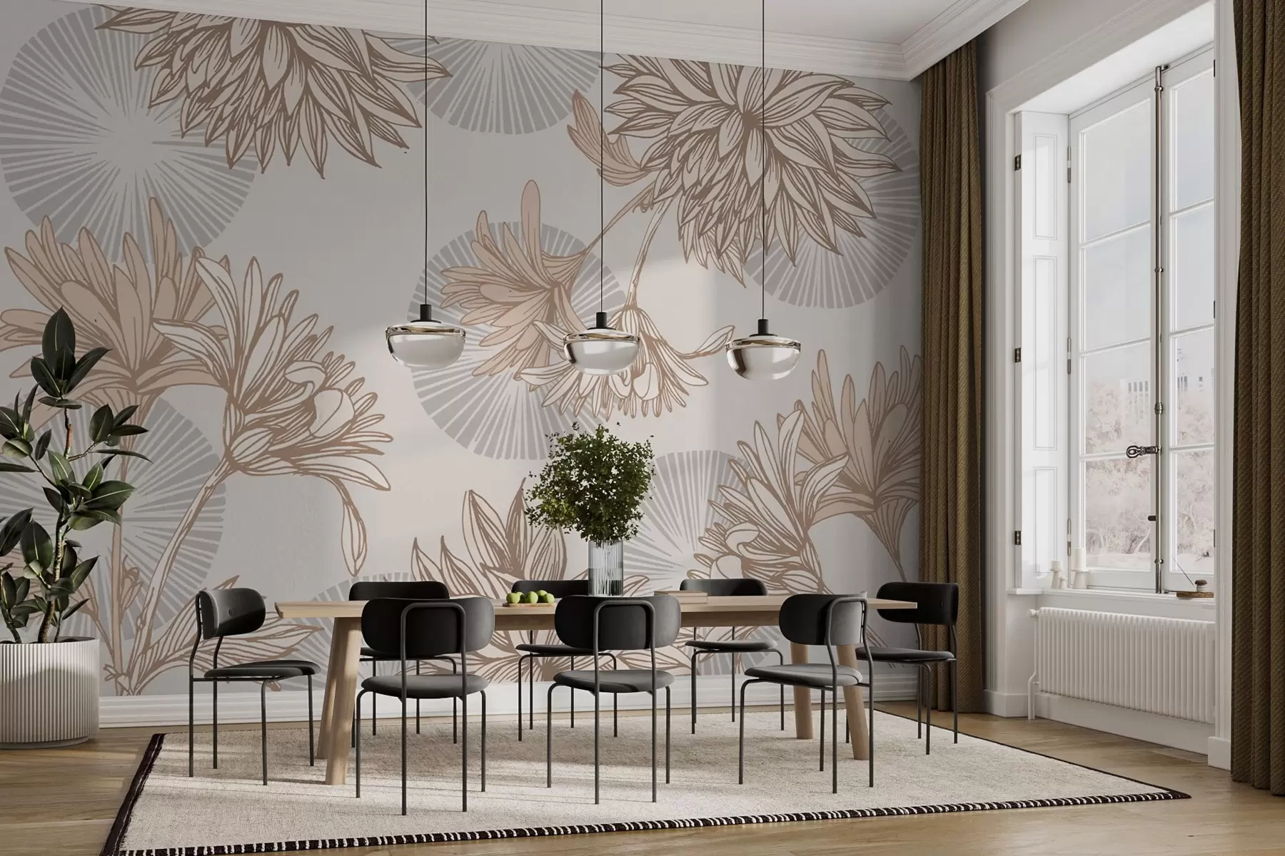 wall murals велики беж цветови и сиви кругови w02015v2