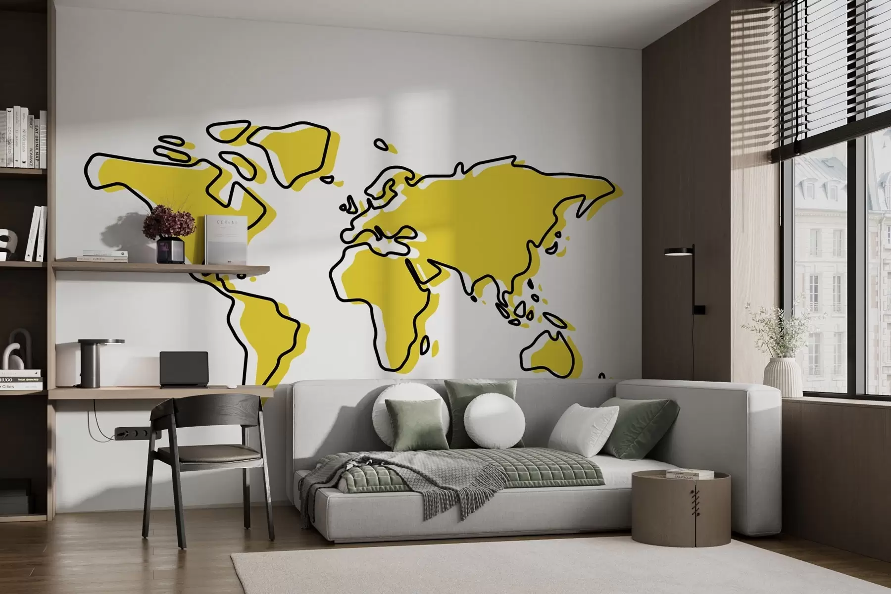 wall murals Стилизована мапа света у живописној боји u99073