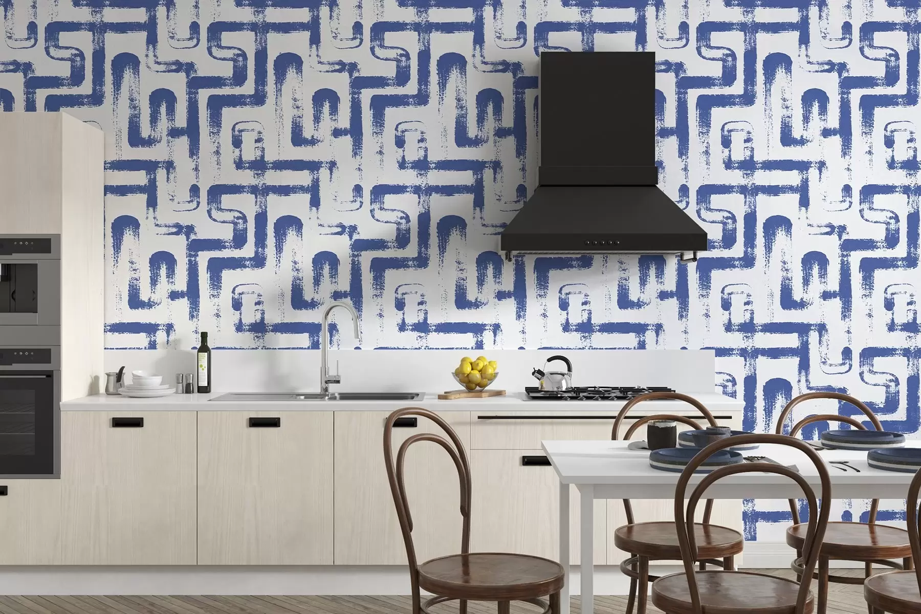 wall murals Подебљани плави дизајн са геометријским узорком u99091v4