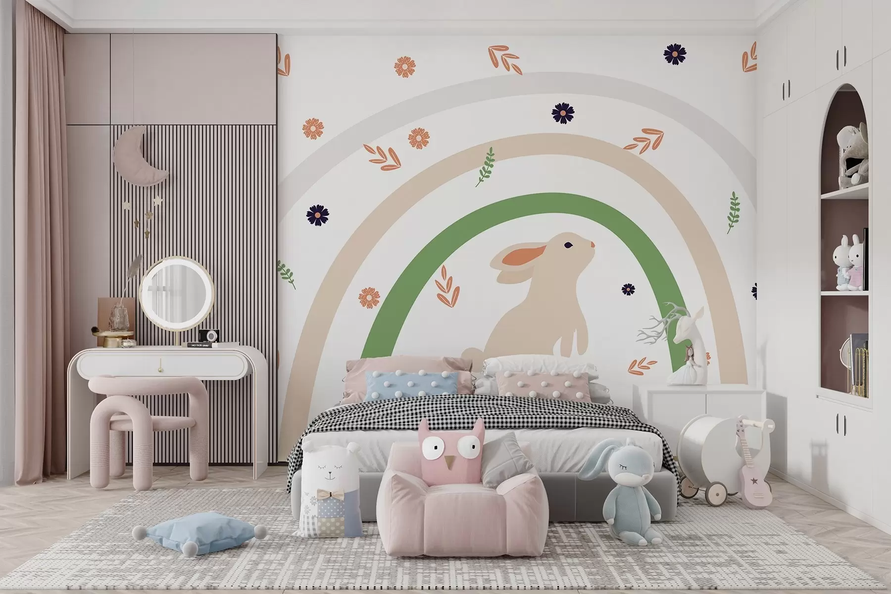 wall murals Радознали зец испод шареног лука w00485v1
