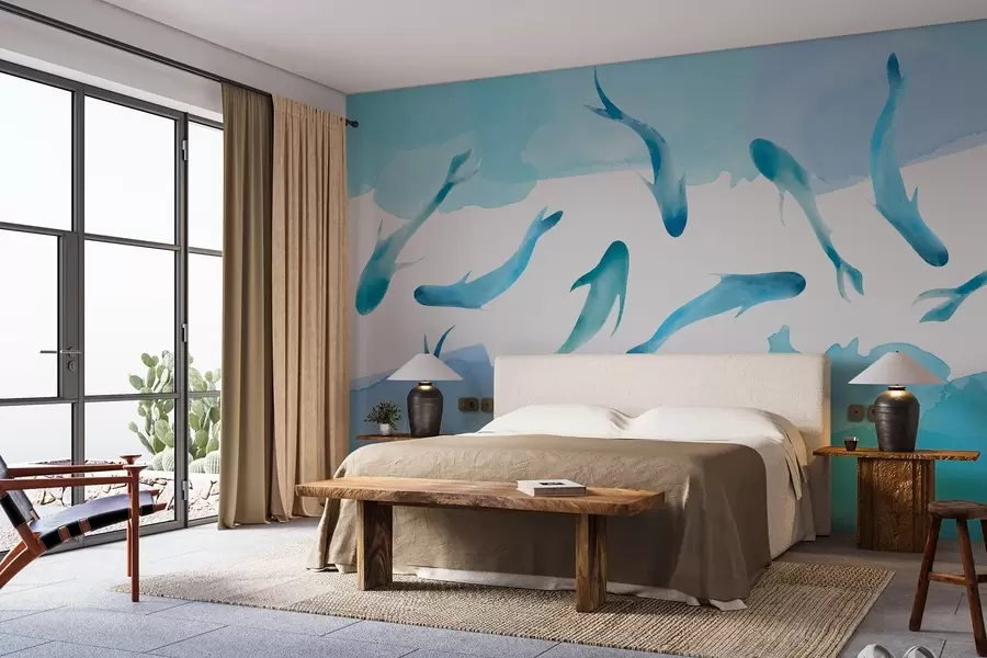 wall murals Пливање у мирним плавим водама w00513