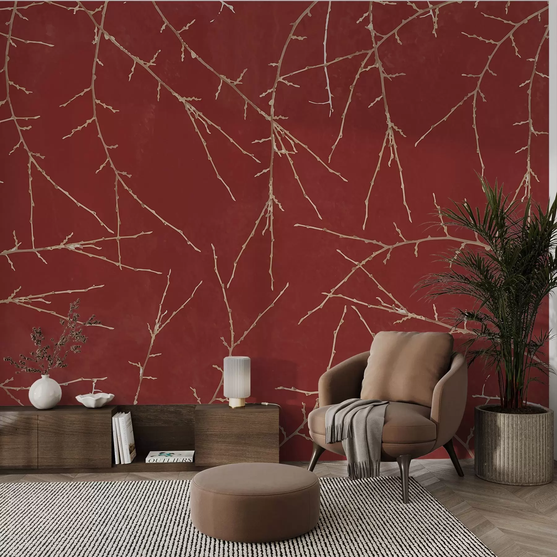 wall murals Апстрактне гране на црвеној позадини w00692v3