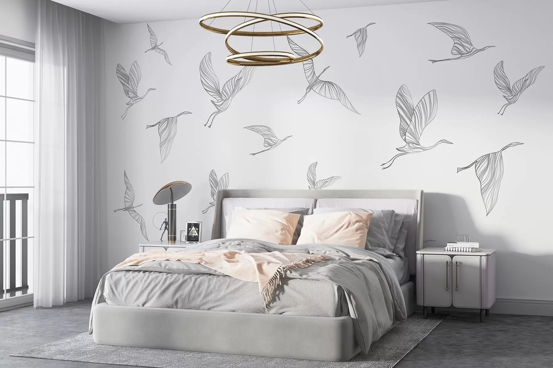 wall murals Елегантне птице које лебде небом w00758