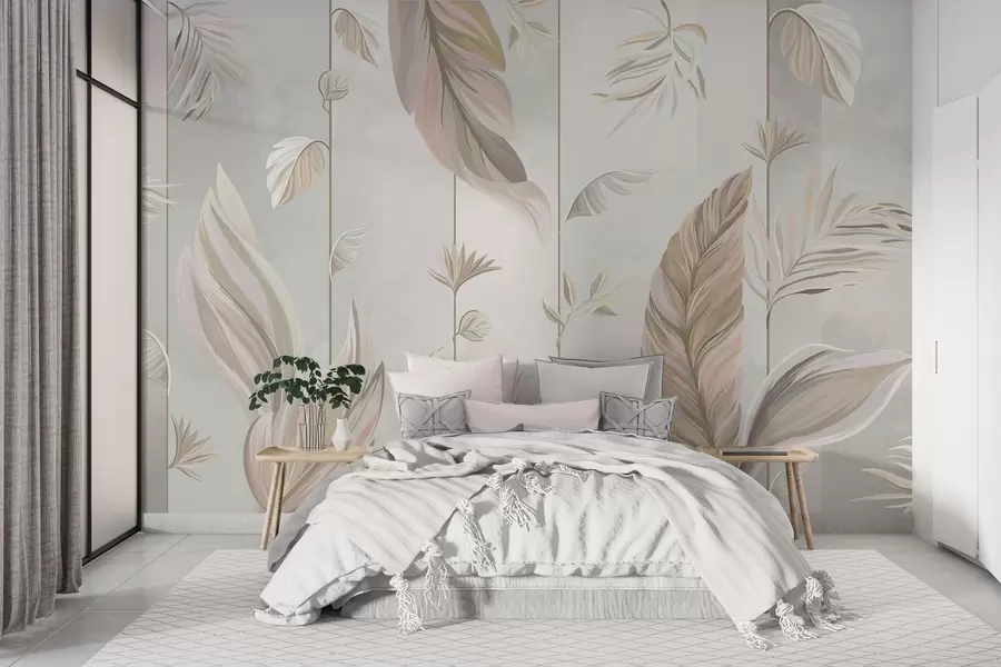 wall murals Елегантно лишће у меким нијансама w00808v3