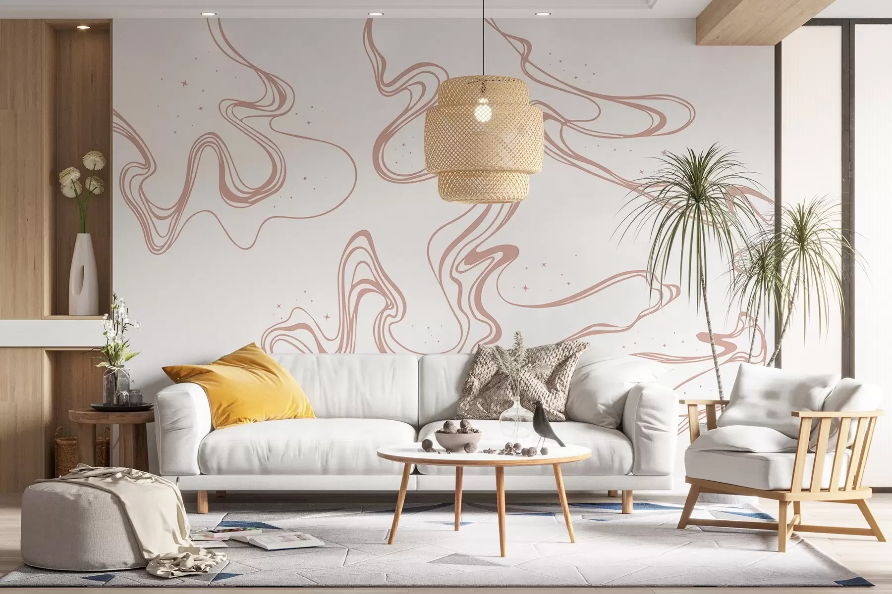 wall murals Елегантни ковитлаци на белом платну w00929