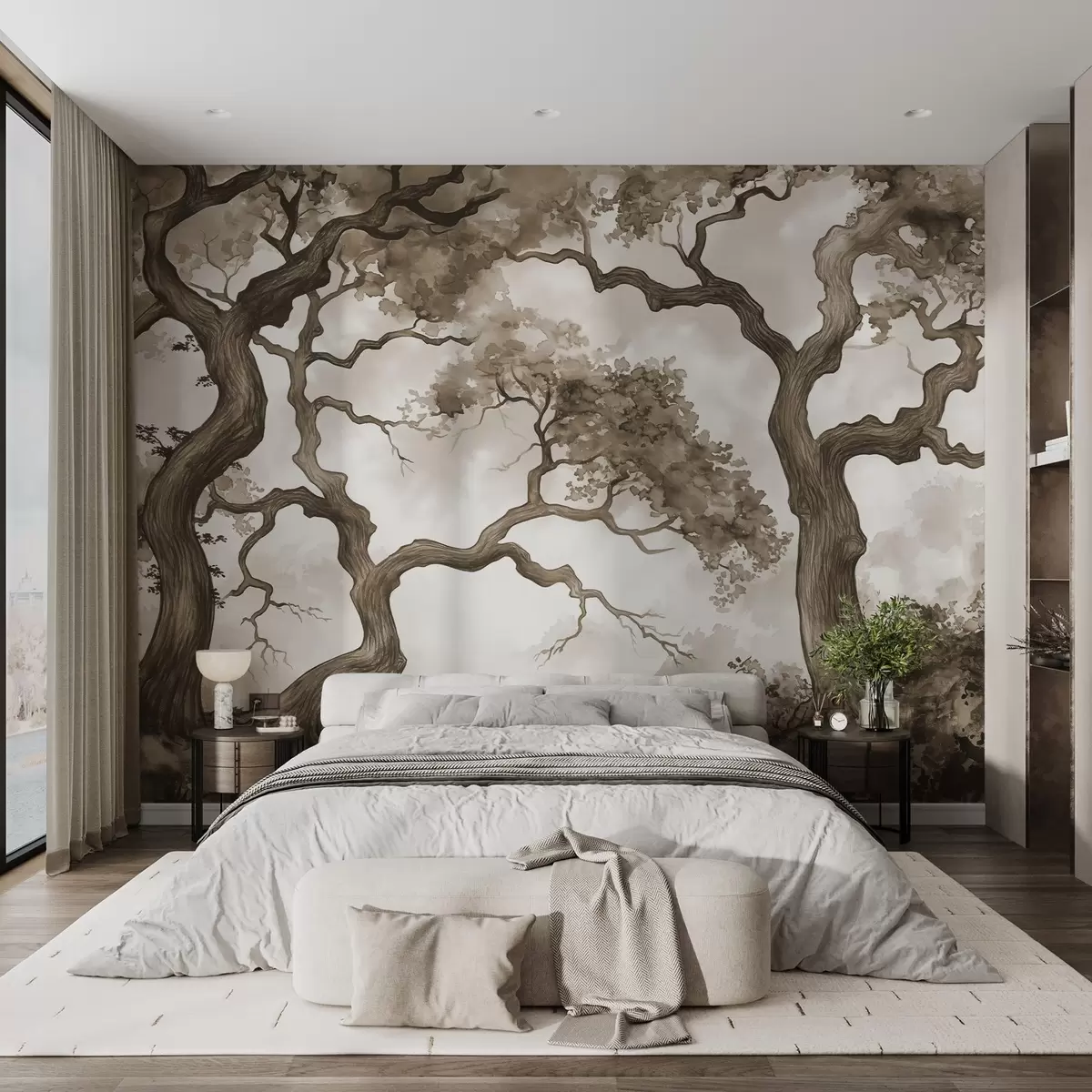 wall murals Искривљене гране у спокојном пејзажу w01184v1