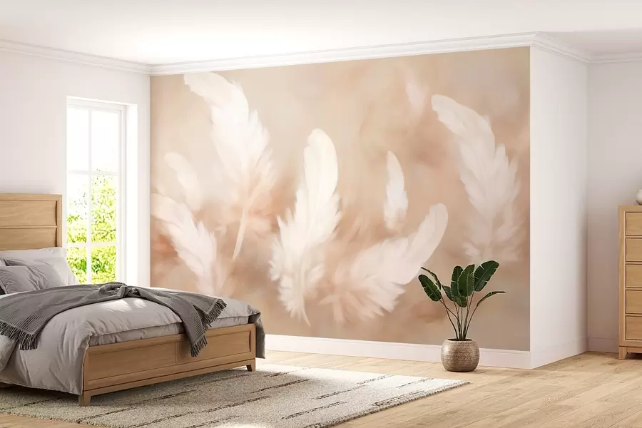 wall murals Ваздушно перје у меким беж тоновима w02032