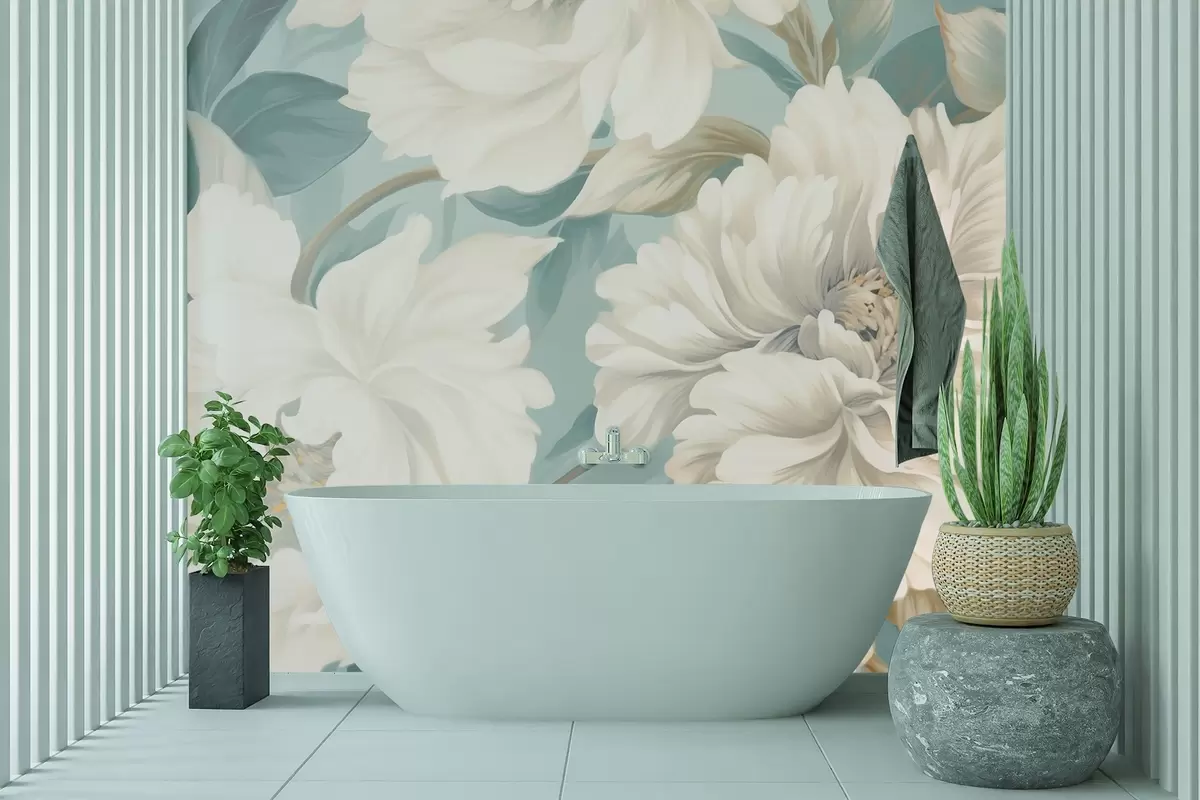 wall murals Велики бели цветови w02038