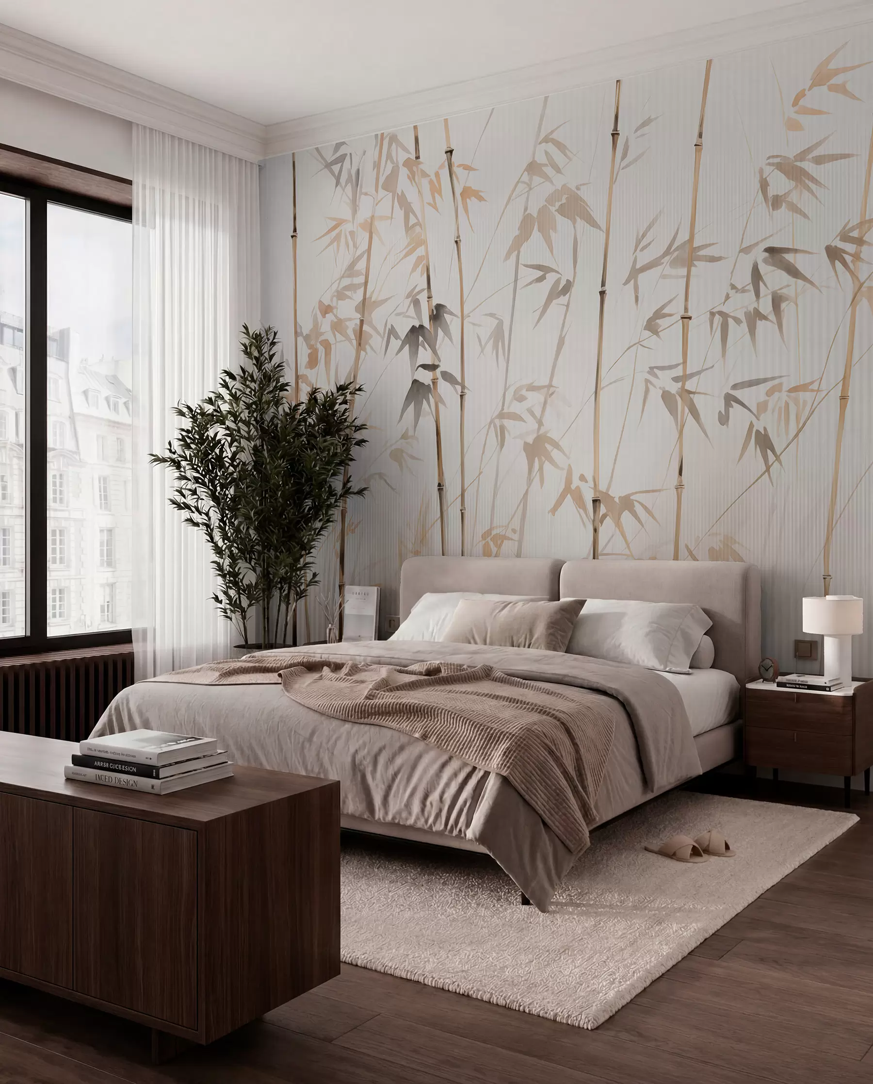 wall murals Bambus u toplom mastilu w08390
