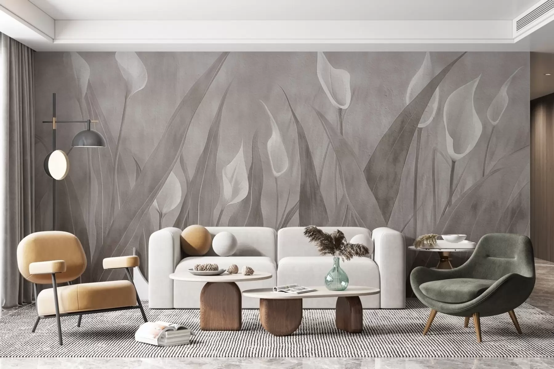 wall murals Осликано цвеће на бетонском зиду w08391