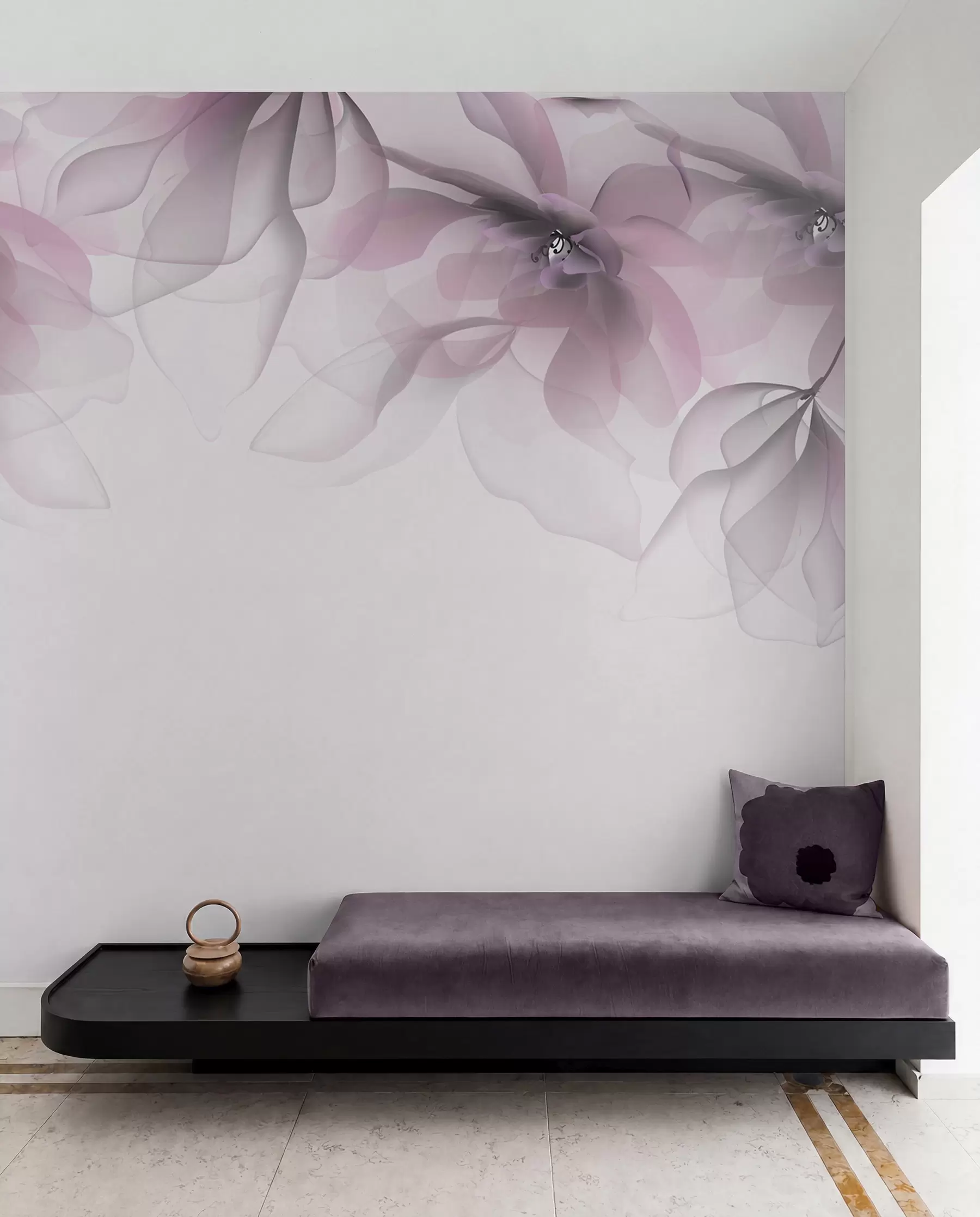 wall murals розе прозирне велике цвеће на врху w02093