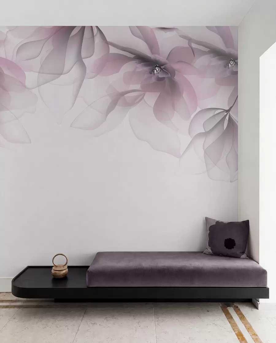 wall murals розе прозирне велике цвеће на врху w02093