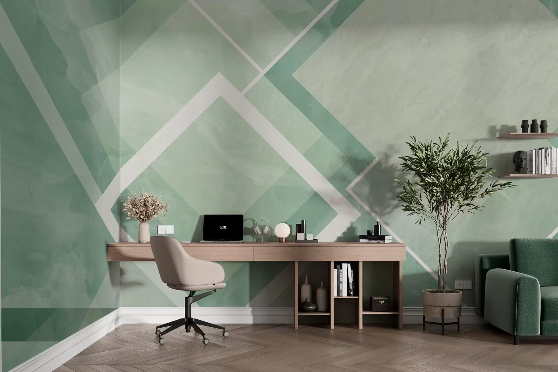 wall murals Геометрија у зеленим тоновима w02062v2