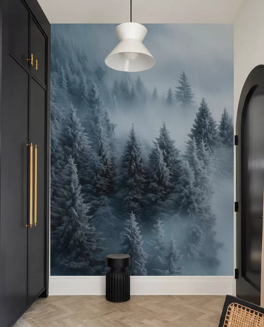 wall murals Četinari u plavoj magli w02064