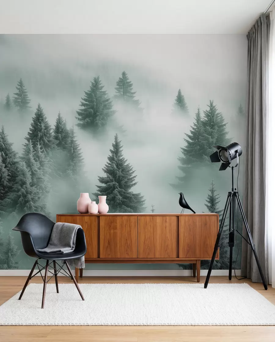 wall murals Četinari u zelenoj magli w02064v1