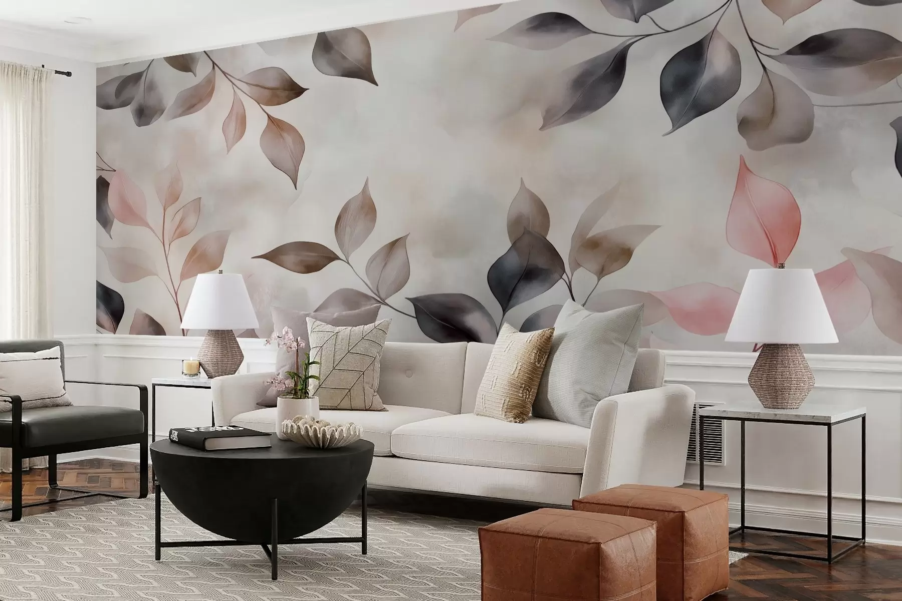 wall murals Деликатно акварелно лишће w02069v1