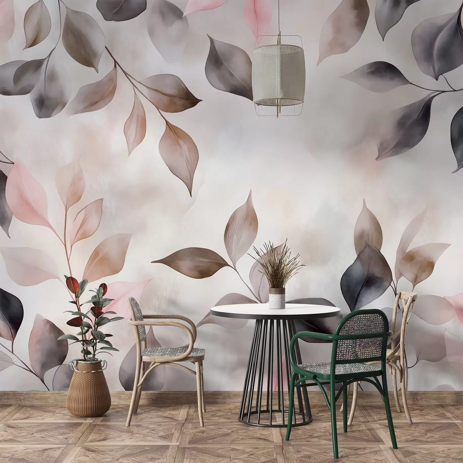 wall murals Деликатно акварелно лишће w02069v1