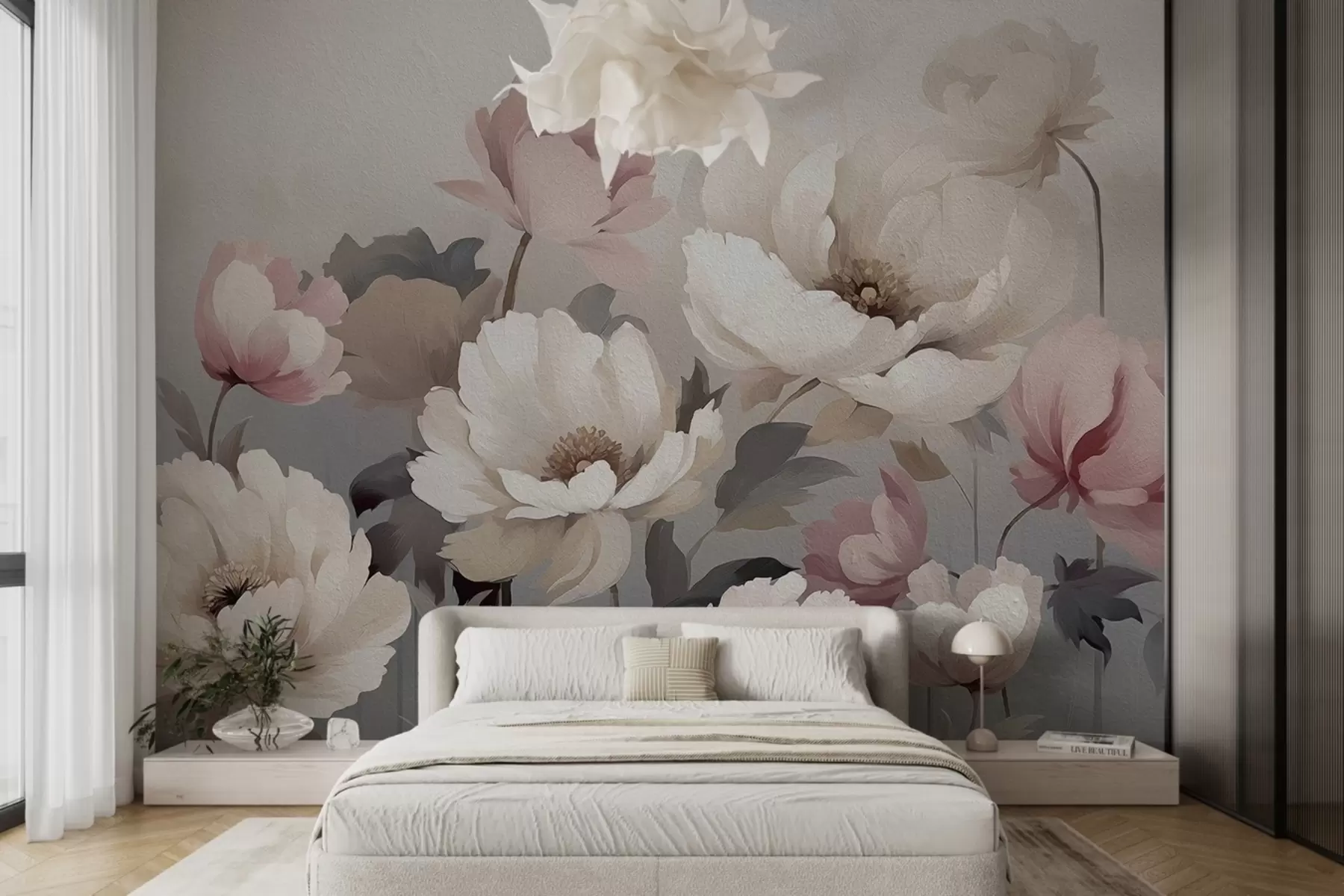 wall murals Цвеће насликано уљем на зиду w02111