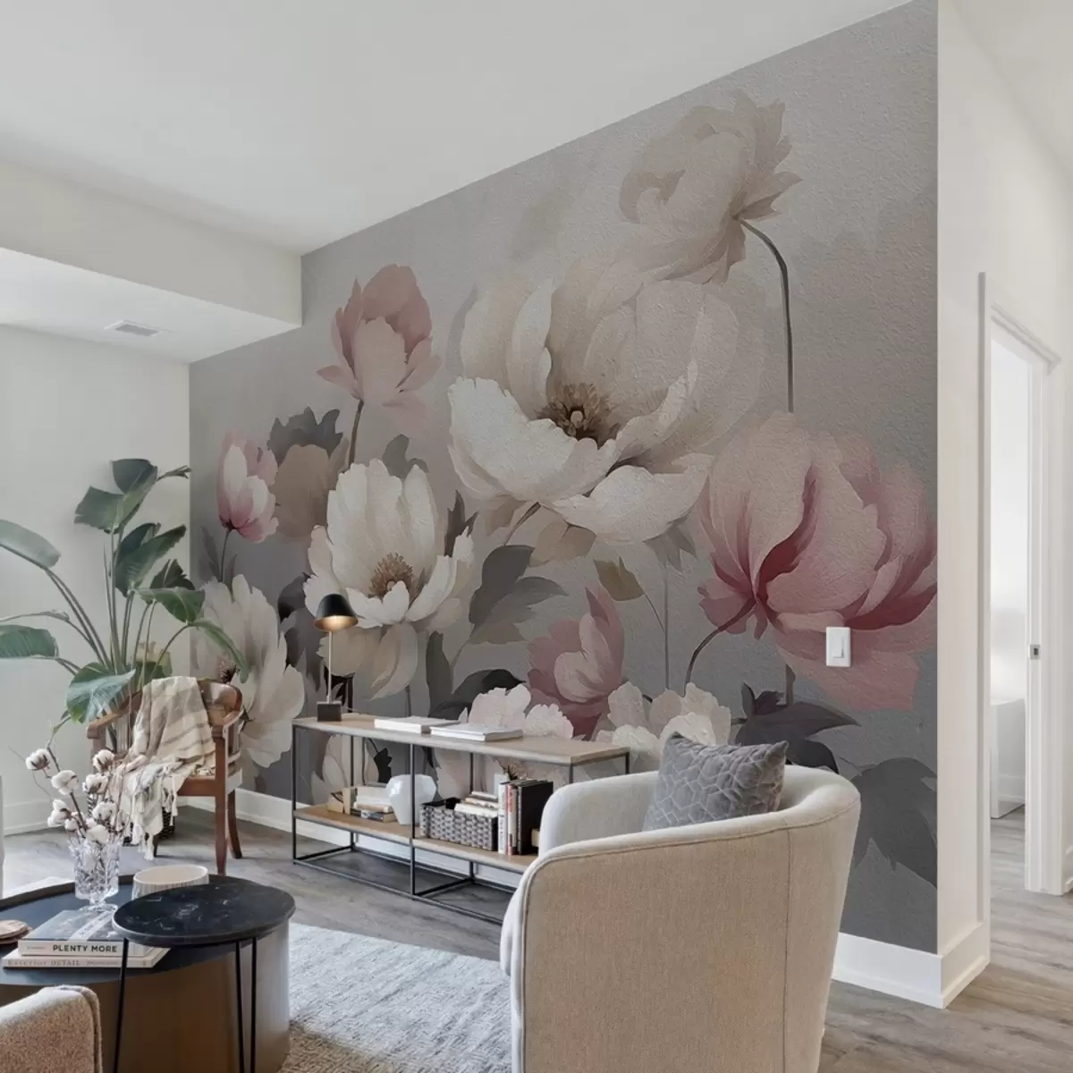 wall murals Цвеће насликано уљем на зиду w02111