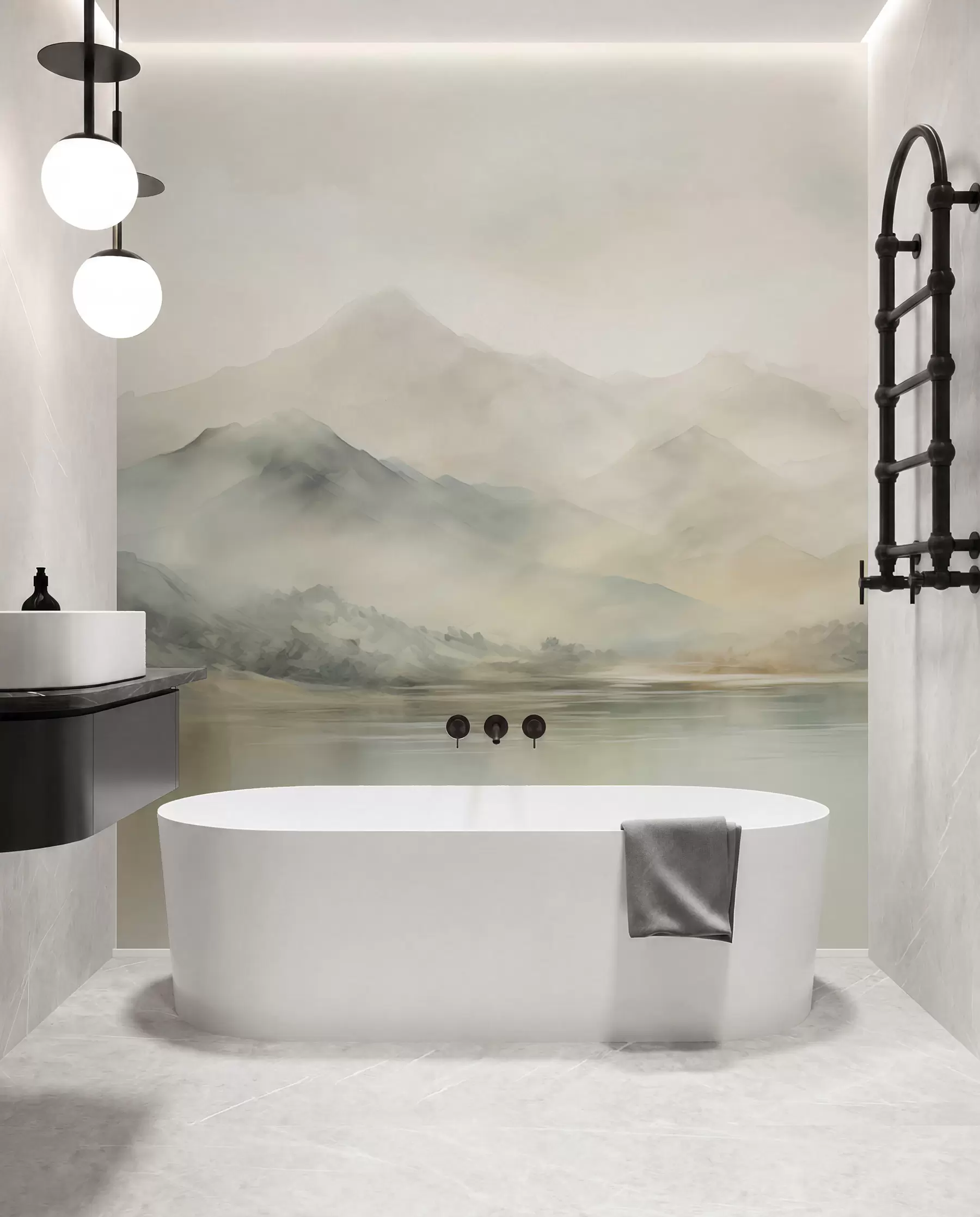 wall murals Сликани акварел планински пејзаж w02115