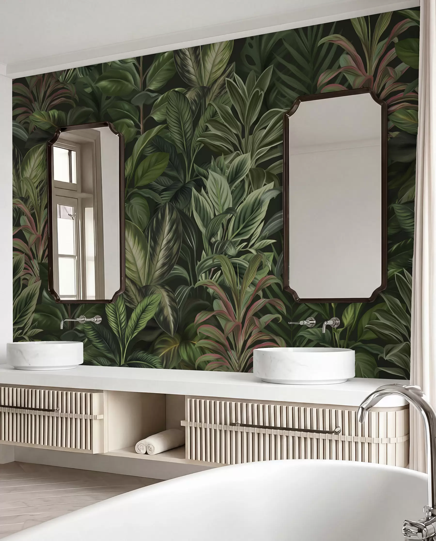 wall murals Густо зелено тропско лишће w02126