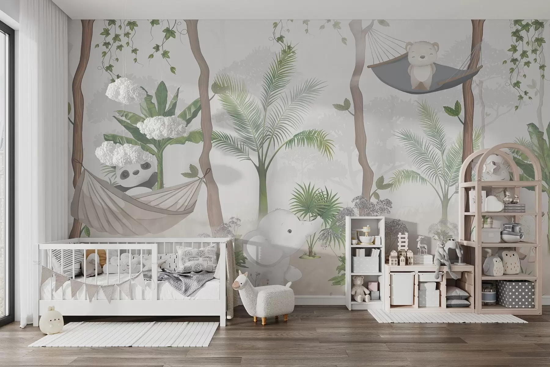 wall murals Слатке животиње у мирној џунгли u98163