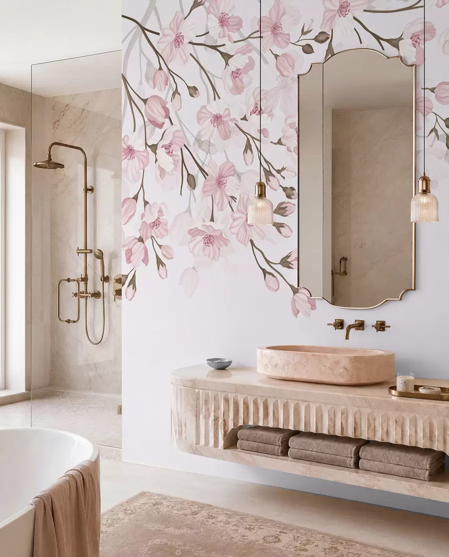 wall murals розе цветне гране на ружичастој позадини w02200