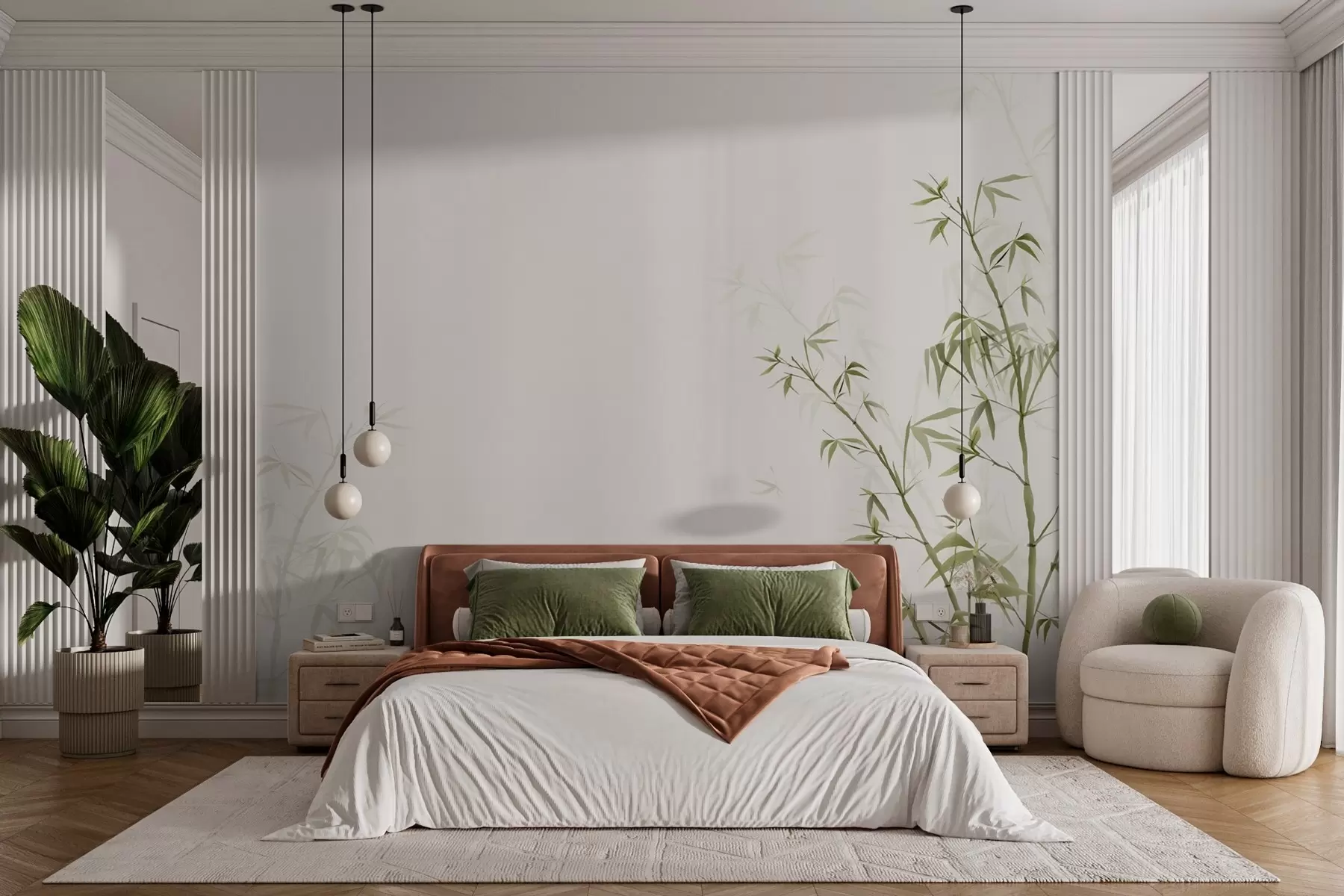 wall murals Нежно лишће које се купа у спокоју w00546
