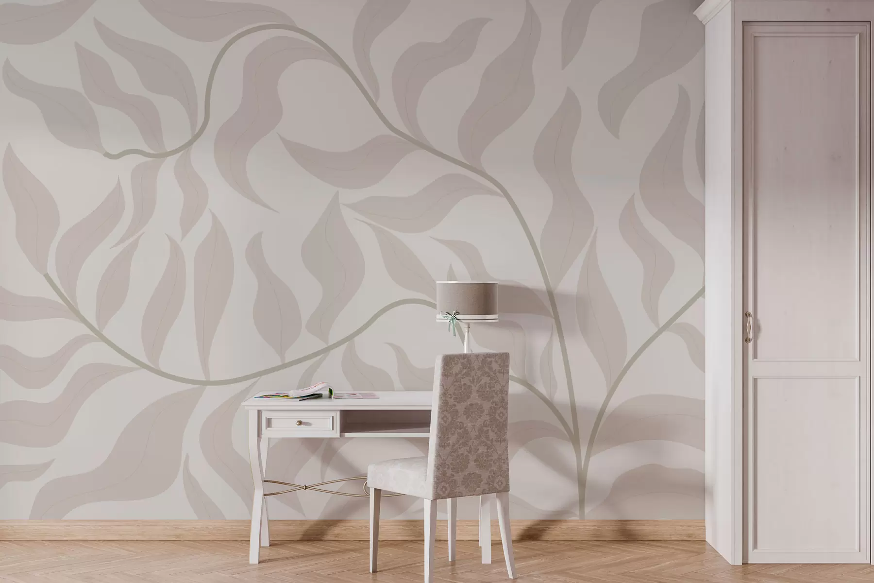 wall murals Елегантни листови меко уплетени на крему w00629v3
