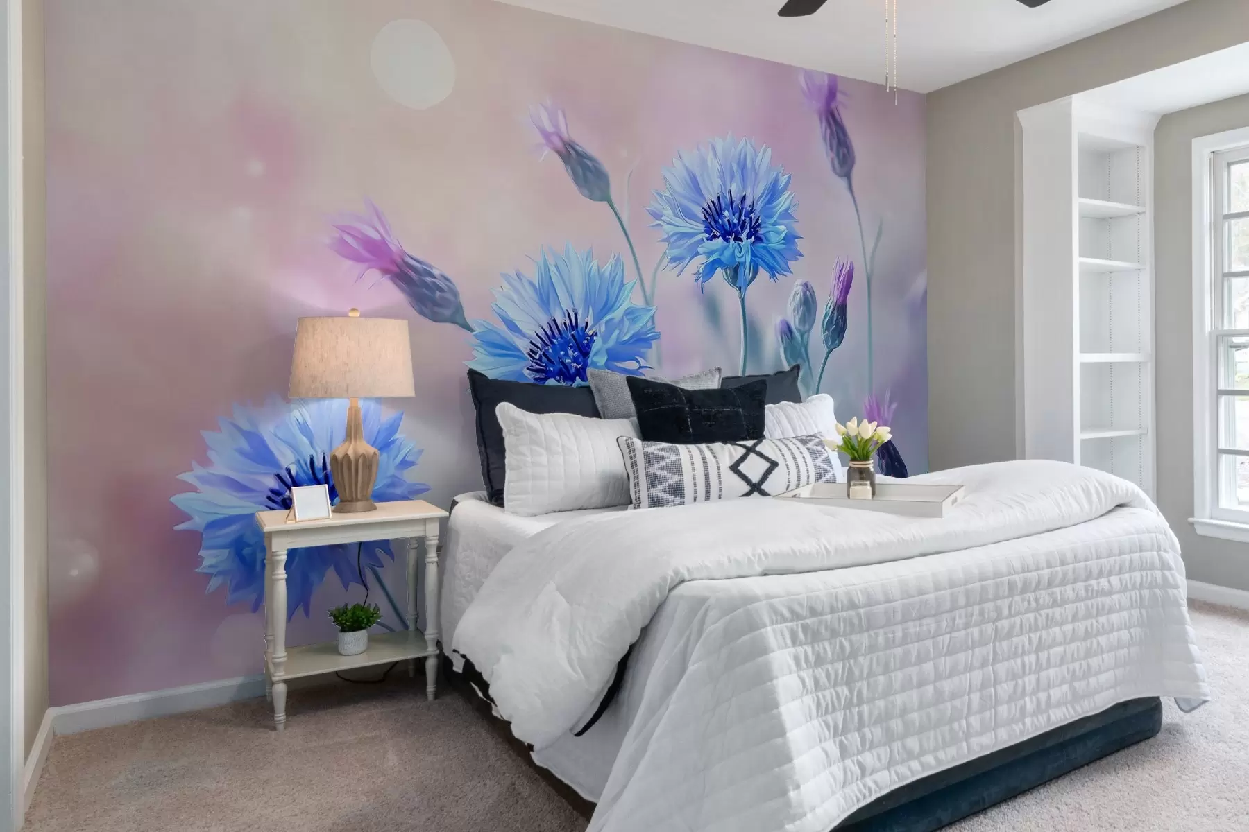 wall murals Велики цветови кукуруза на бледо ружичастој позадини w02124