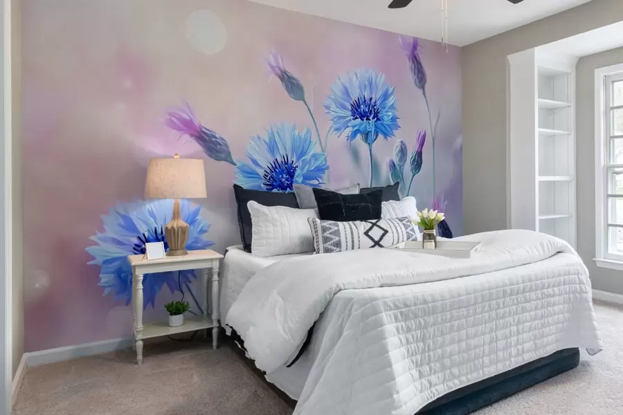 wall murals Велики цветови кукуруза на бледо ружичастој позадини w02124