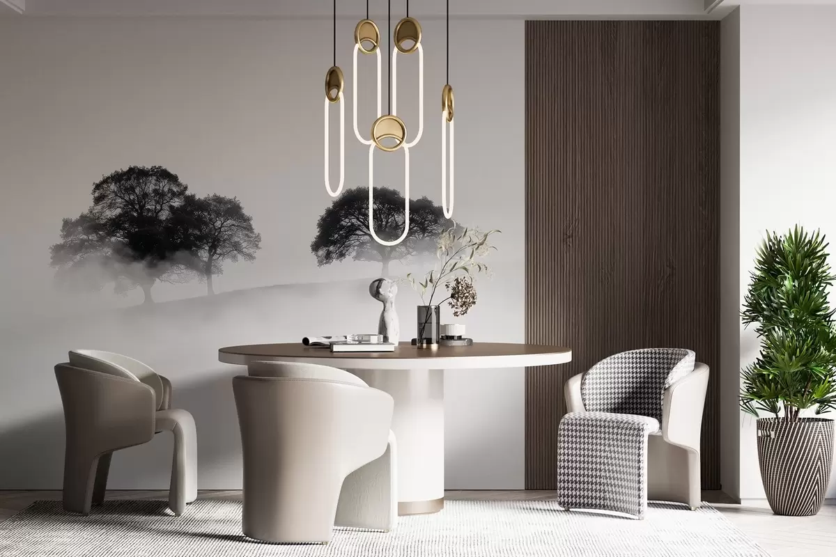 wall murals Дрвеће на брду, минимализам, природа, црно-бело w02148