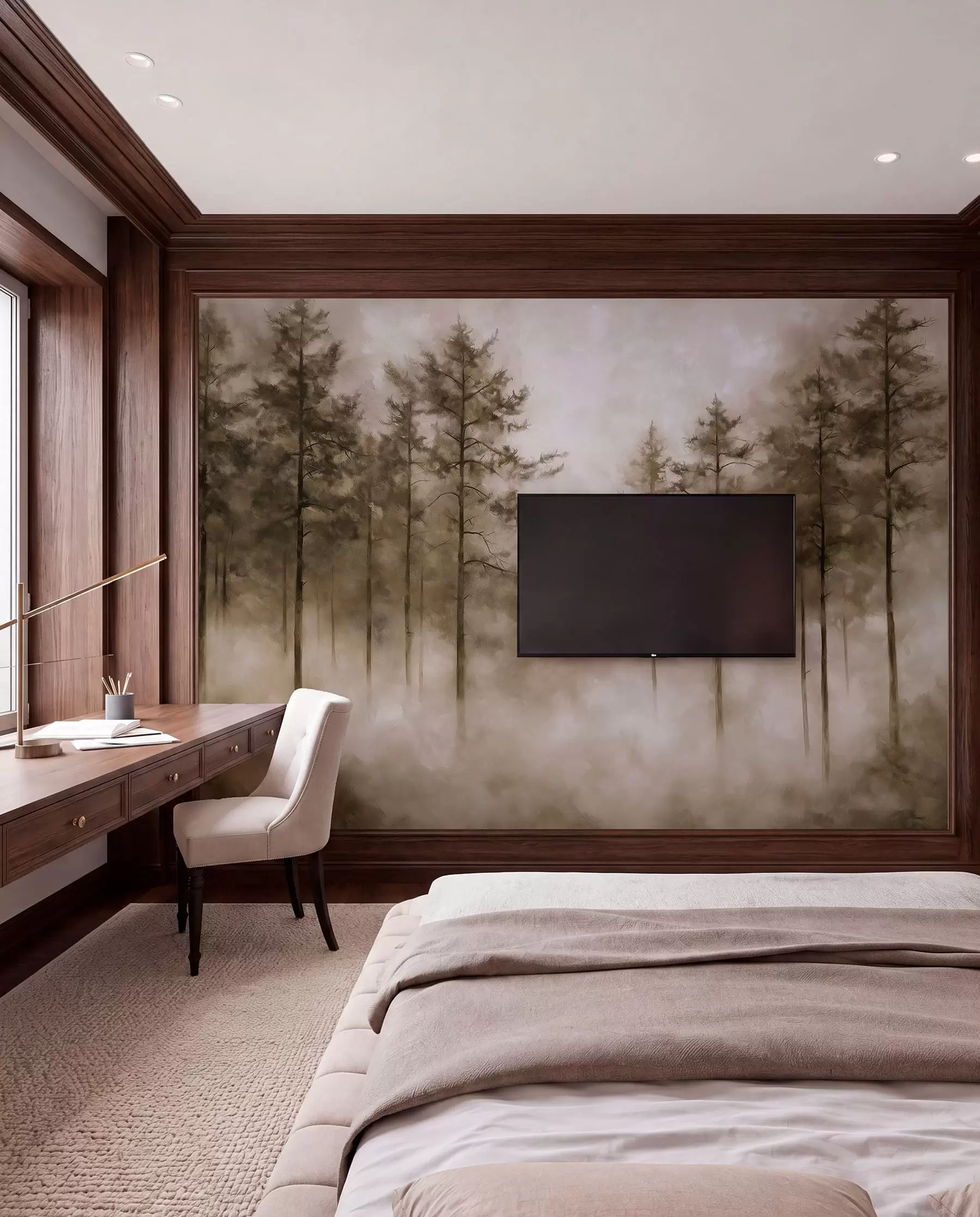 wall murals Borovi u toploj izmaglici w02149v1