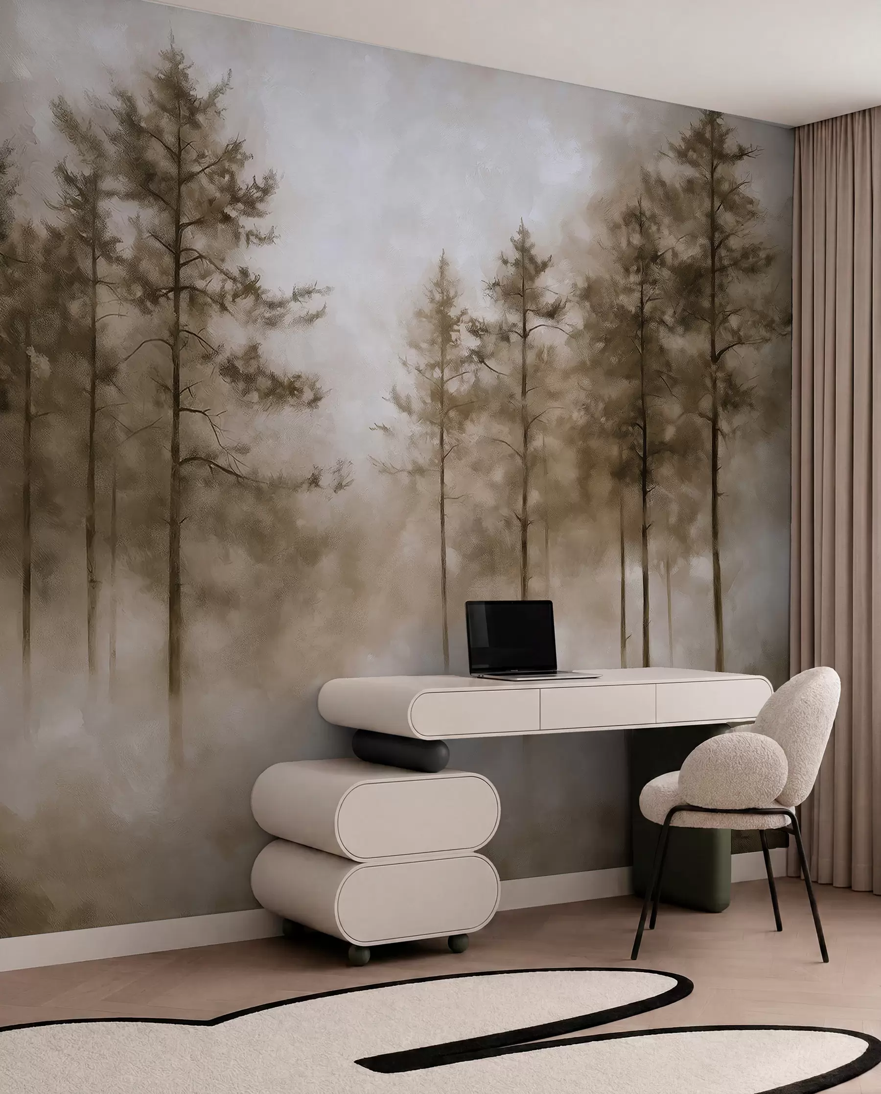 wall murals Borovi u toploj izmaglici w02149v1