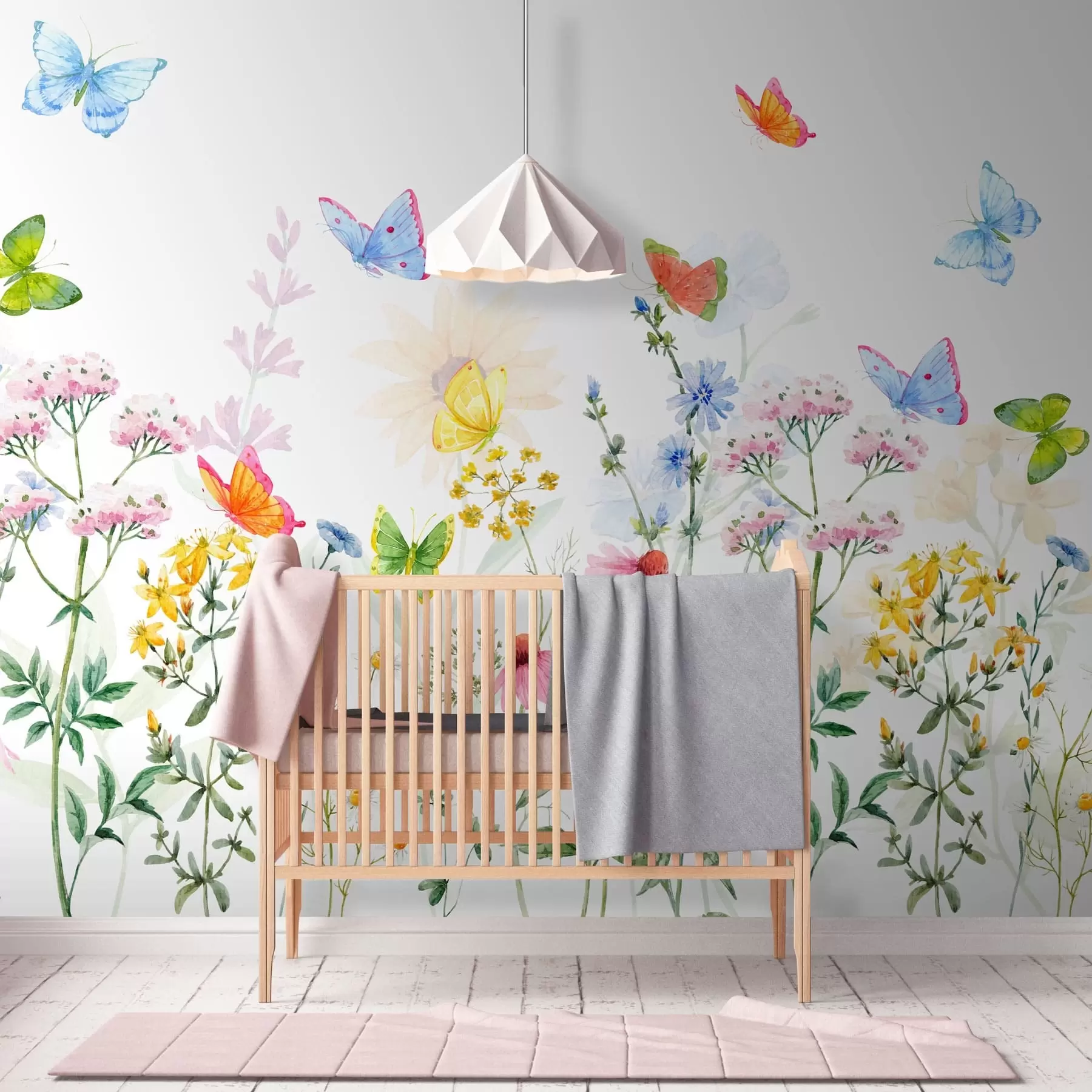 wall murals Шарено цвеће и биљке и лептири w02238