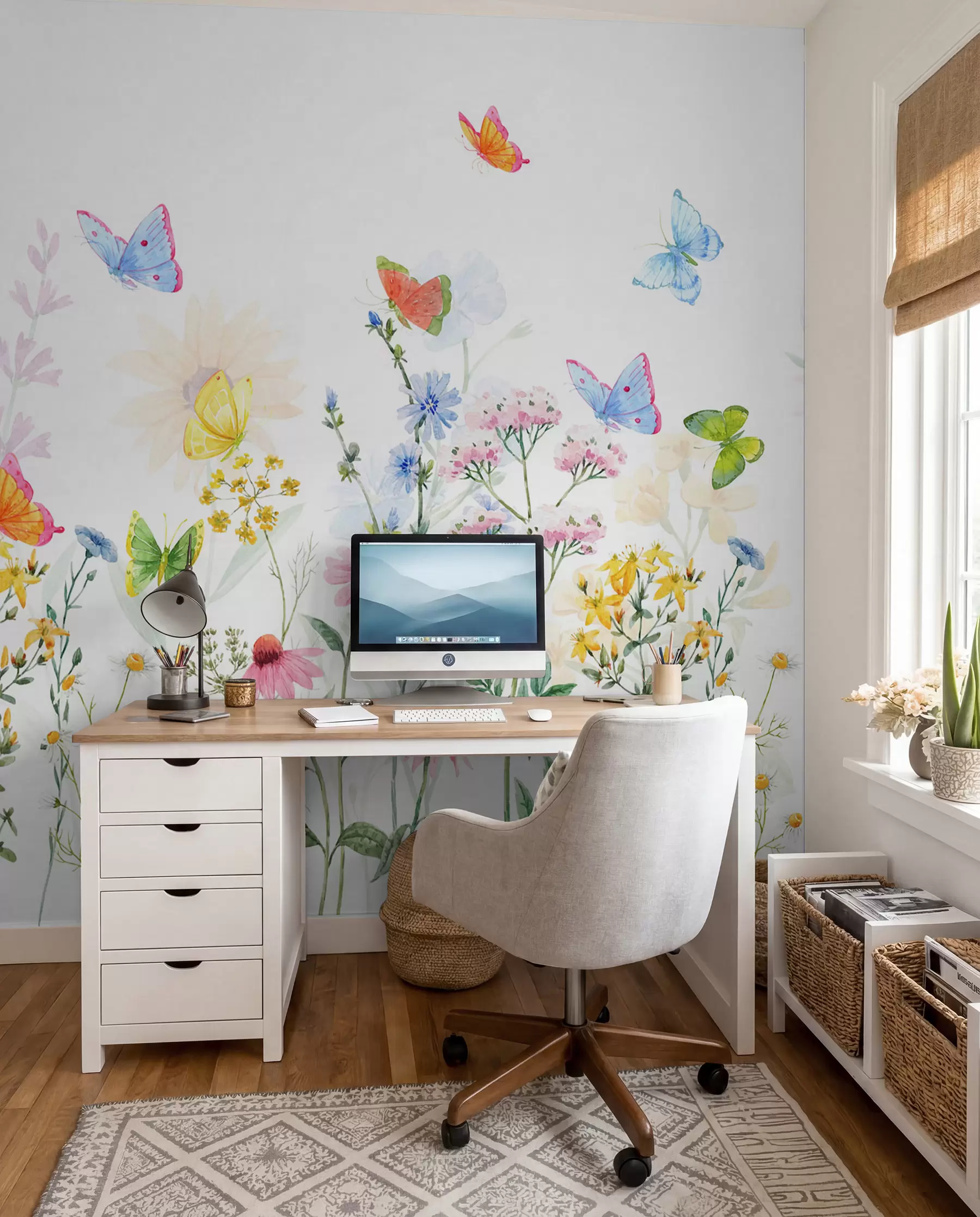 wall murals Шарено цвеће и биљке и лептири w02238
