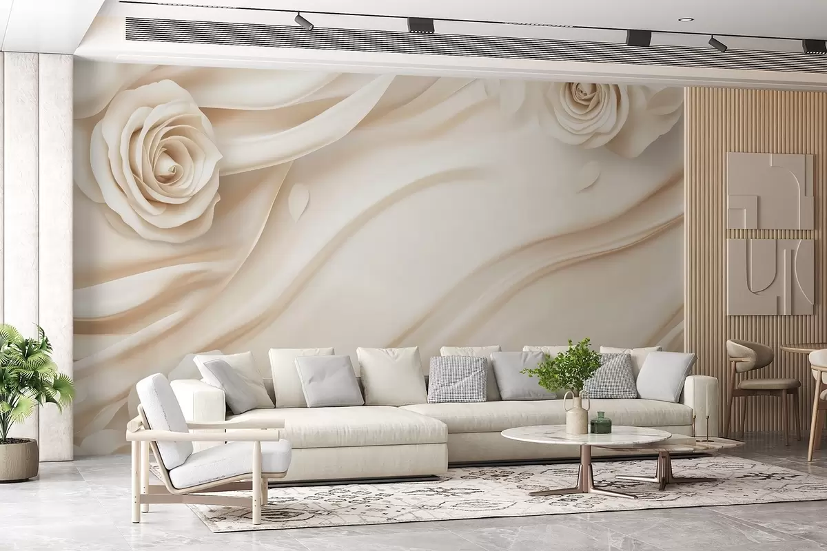 wall murals Елегантна беж позадина са ружама w02197