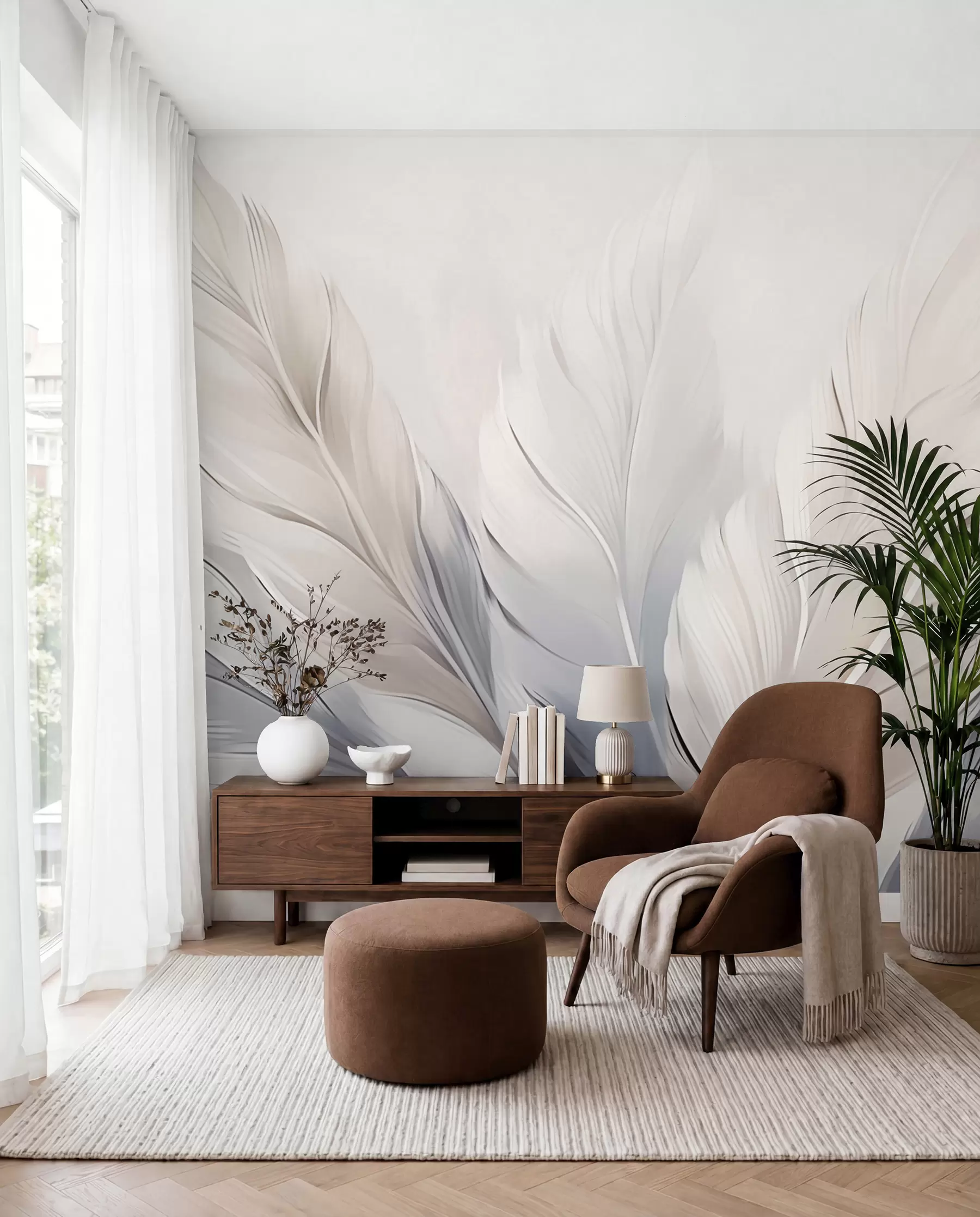 wall murals Perje u bisernim tonovima w02213