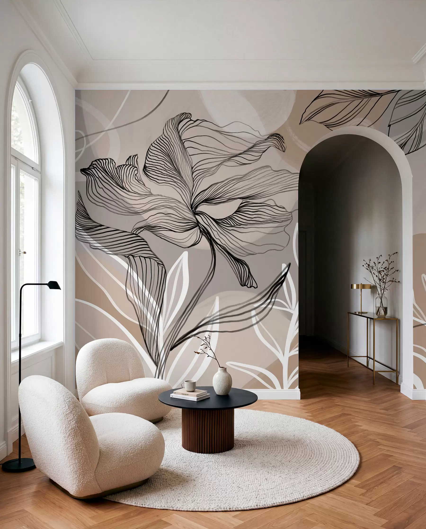 wall murals Crtane linije latica w08413