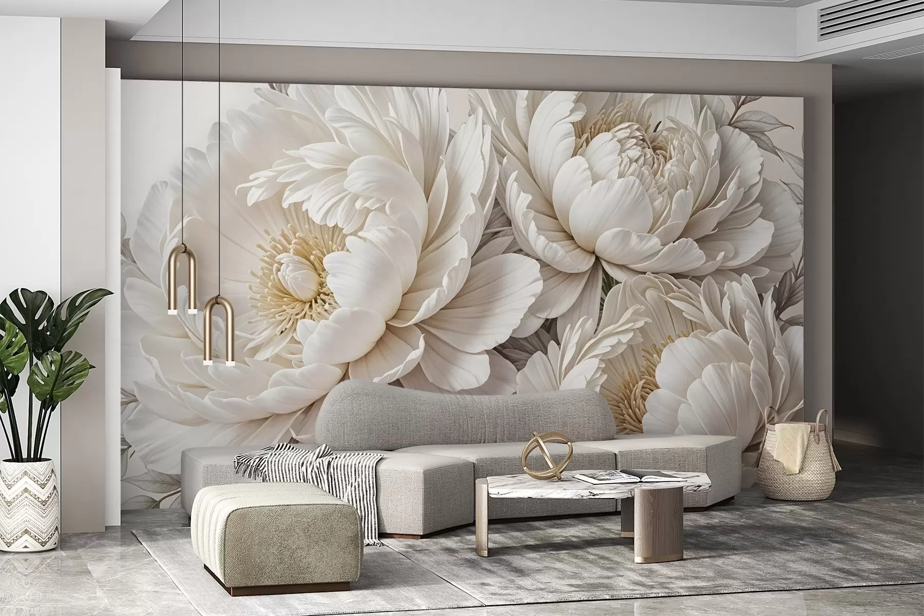 wall murals Buket božura u slonovači w08420