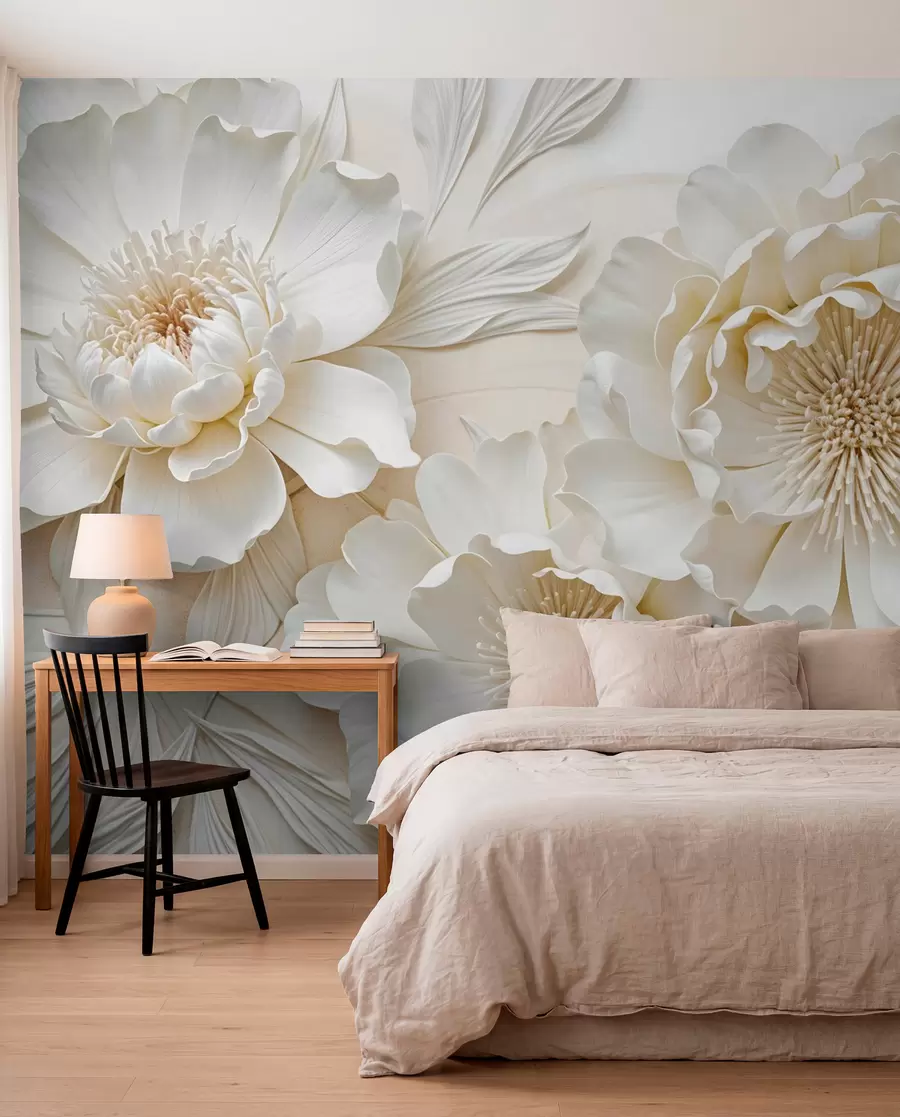 wall murals Bijeli božuri w08431