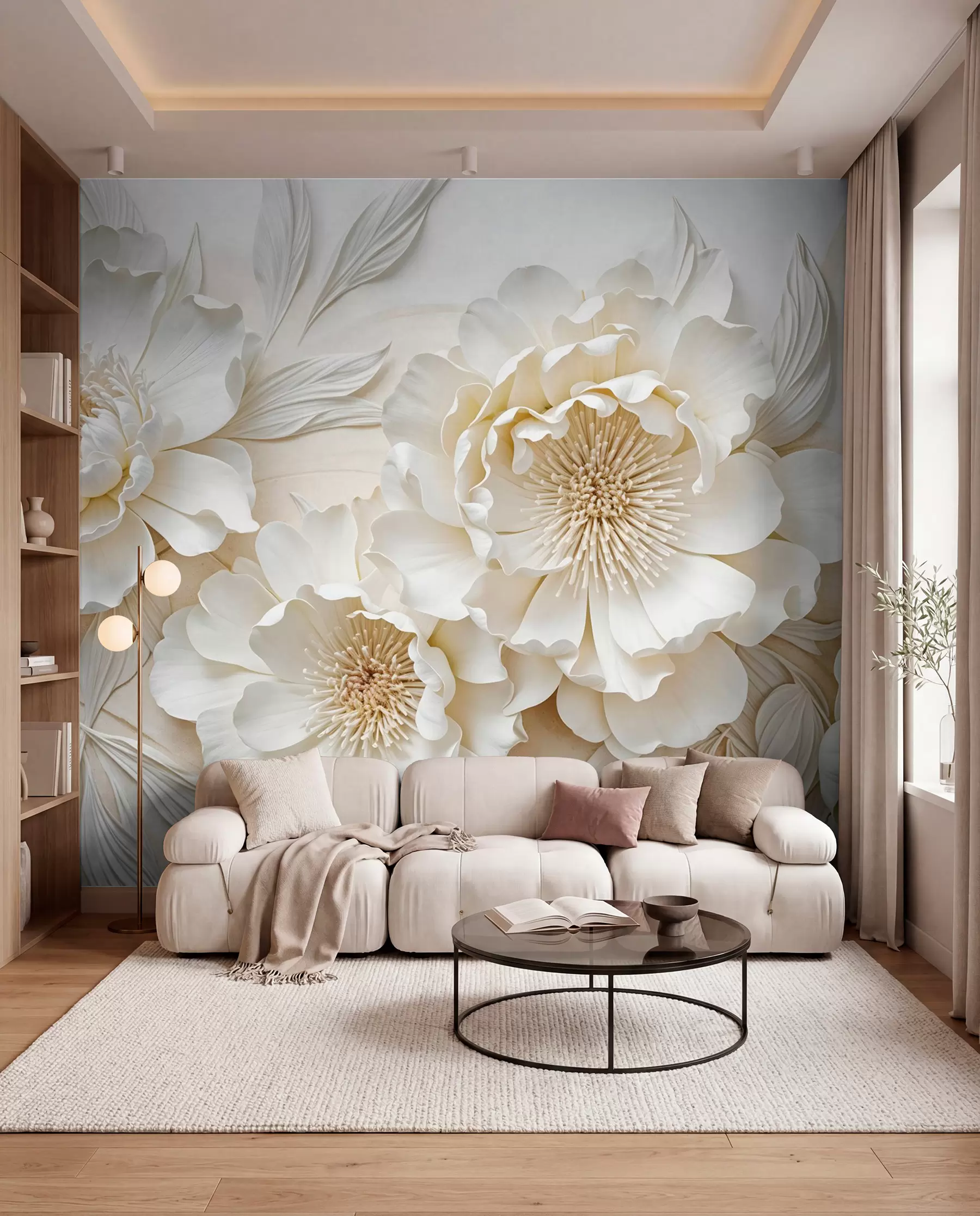 wall murals Bijeli božuri w08431