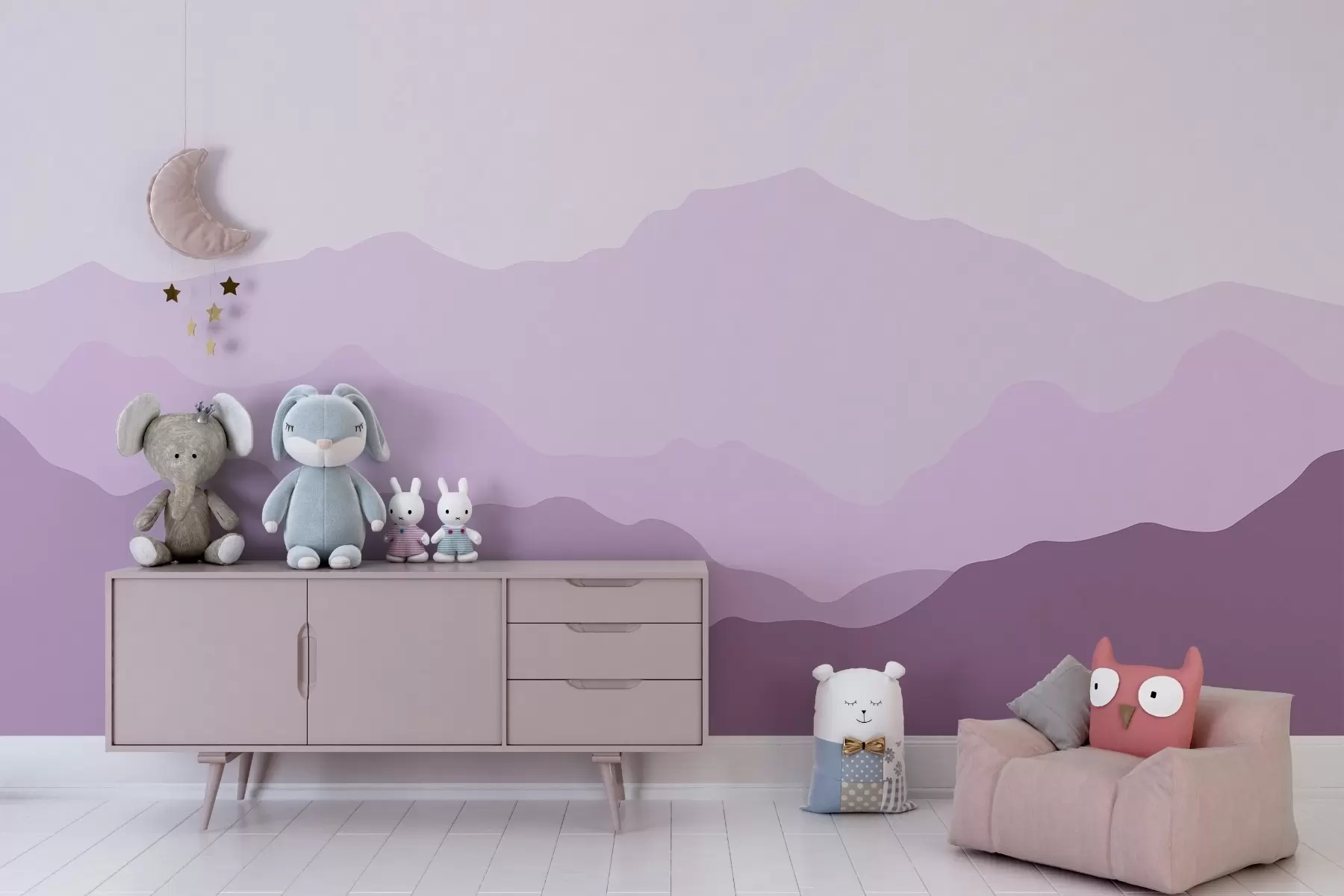 wall murals Обојена планина у љубичастим и ружичастим нијансама w02244