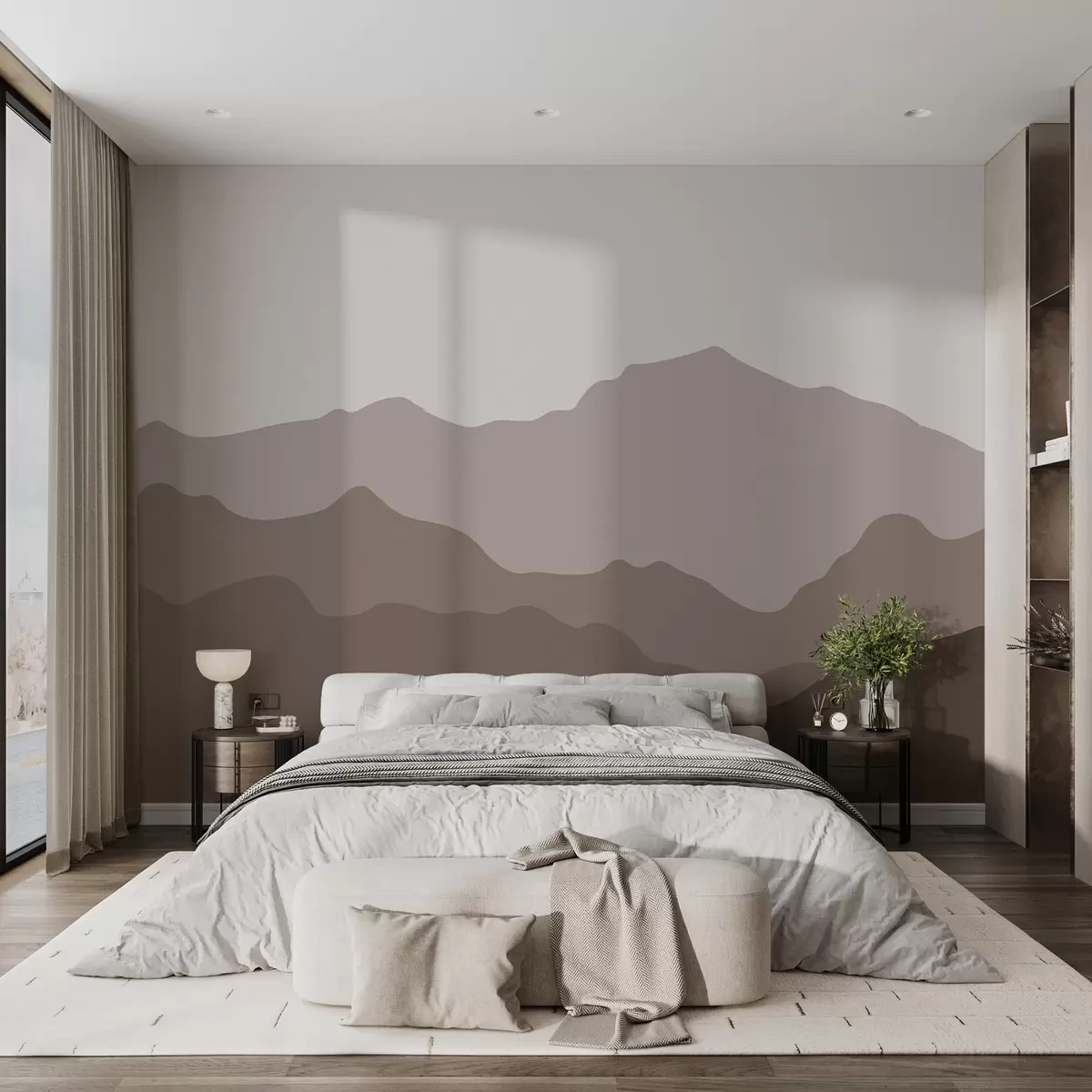 wall murals Обојена планина у смеђим нијансама w02244v2