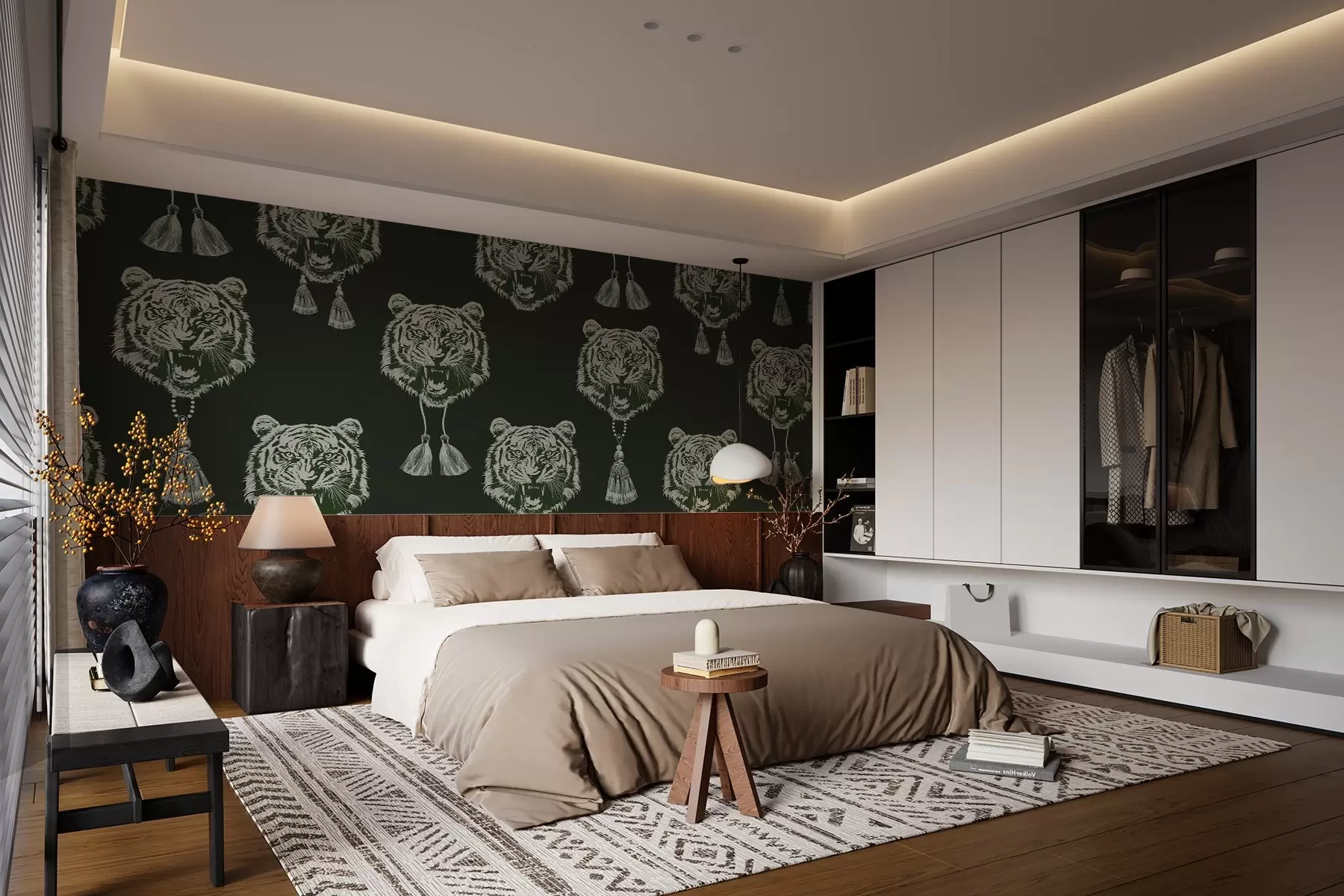 wall murals Лице тигра у зеленим деловима w02245v3