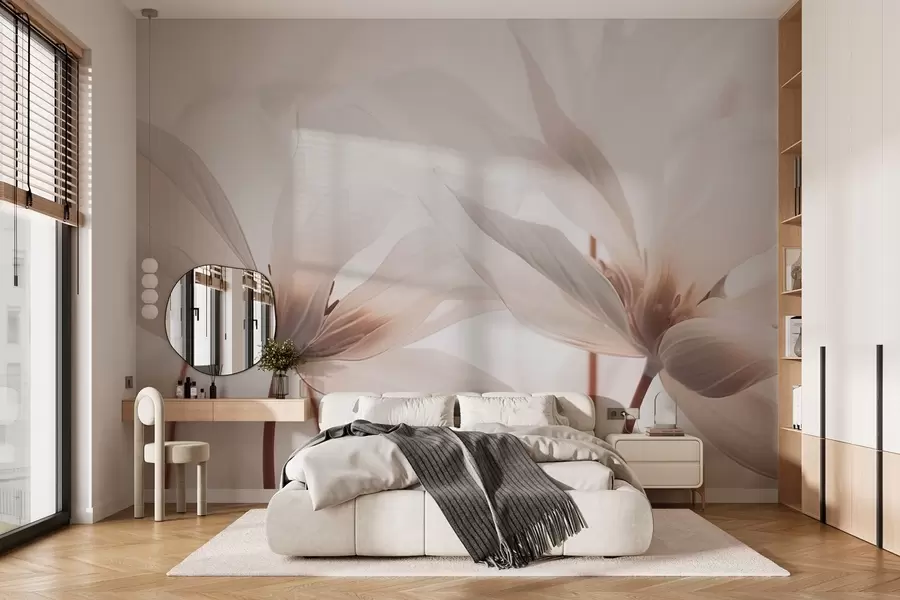 wall murals Беж цвеће на светлој позадини w02295
