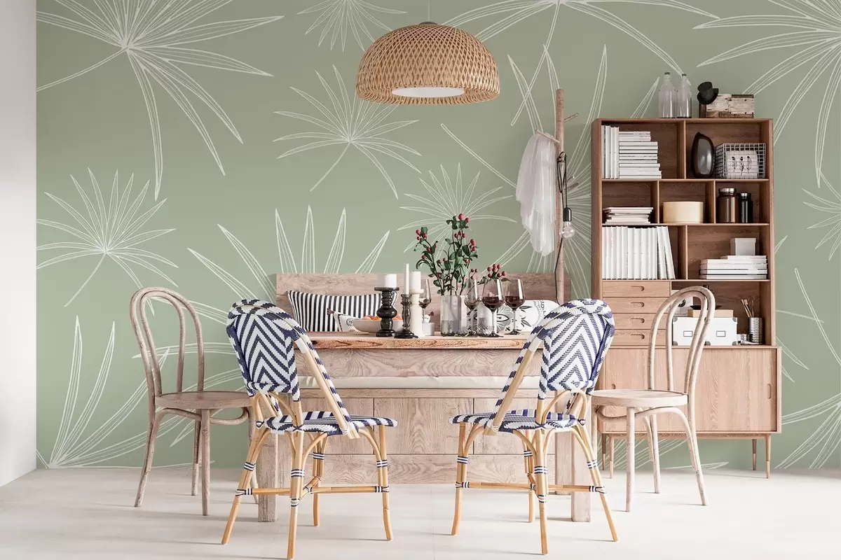 wall murals Шематске слике палминог лишћа w02257v1